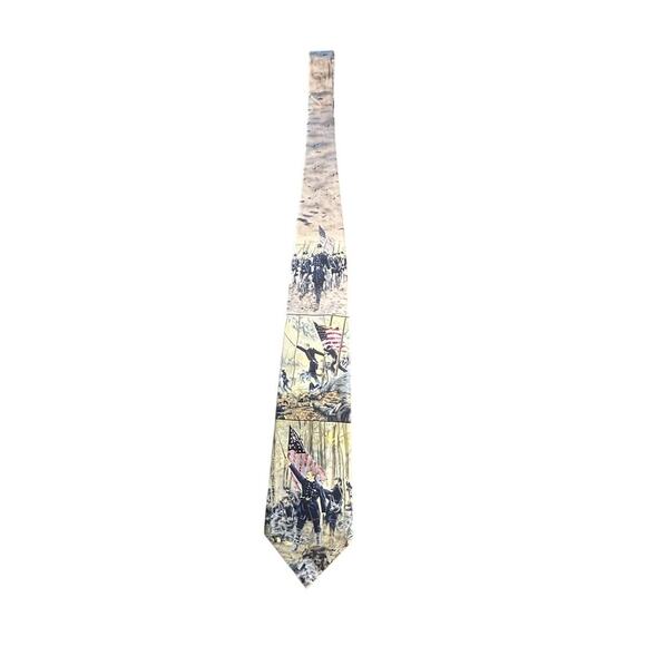 The Saturday Evening Post Vintage Civil War Men's Neck Tie Silk Handmade Art - Picture 1 of 9